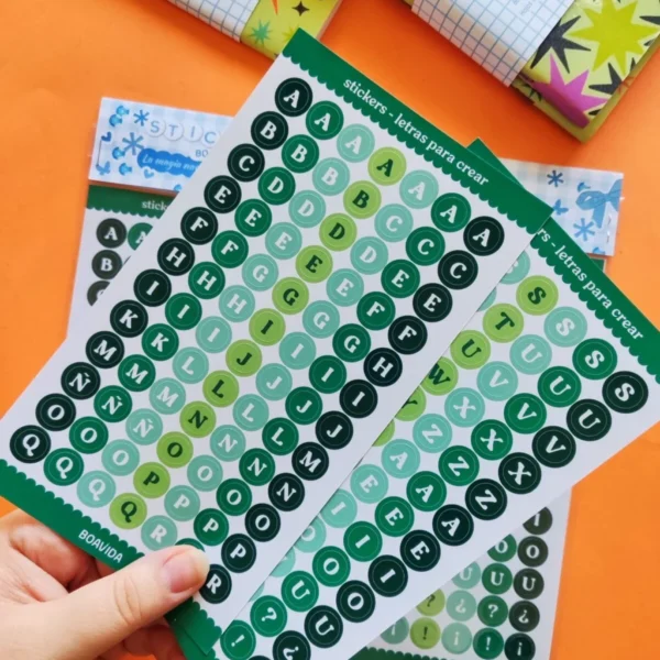 Sticker "Letras para crear "- circulares verdes