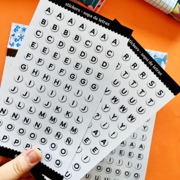 Sticker "sopa de Letras "- alfabeto beads black